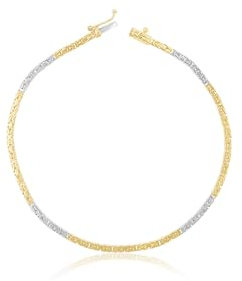MUAU Schmuck Bracelet Königskette Bicolor Gelbgold-/Weissgold 750, 2mm, 19cm