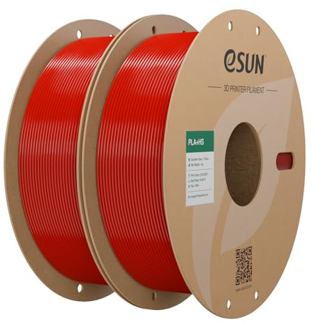 eSUN PLA+ Filament 1,75 mm, Höghastighets 3D-Skrivarfilament Dimensionell Noggrannhet +/- 0,03 mm, 1KG per Spole, 2 Spolar Snabbt PLA Plus-filament för Höghastighetsskrivare,Brandbil Röd