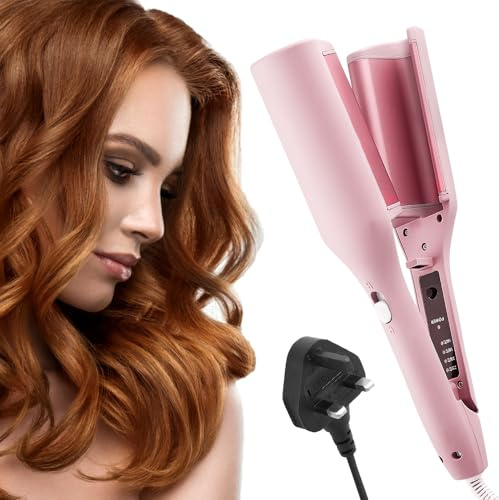 AVCXEC Big Wave Hair Curler, 32mm Wave Curling Iron, Waver Curling Wand with 4 Temperature Control, French Egg Roll Curling Iron, Quick Heating V-Shaped Hair Curler for Hair Styling Appliances