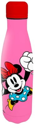 Disney Minnie Mouse Reusable Bottle, Stainless Steel Design Water Bottle for Girls, Travel Bottle, Capacity 500ml | Pink