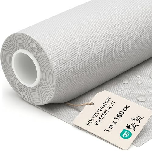 Tela impermeable por metros 1M x 160 cm - Tejido resistente al agua para exterior ideal para cojines cortinas fundas muebles de jardín y proyectos de costura Gris Claro Certificado Oeko-Tex