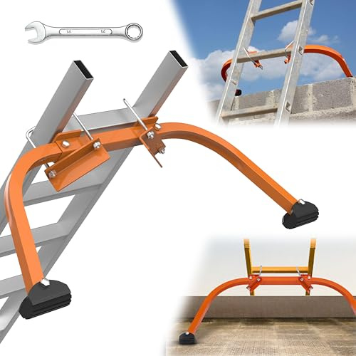 VONLX Leiterstabilisator-Zubehör für Dachrinne mit Schraubenschlüssel, Flügelspannweite, Wandleiter, Dachleiter-Stabilisator, einfache Befestigung mit U-Bolzen, stabilisierte Unterstützung, 170 kg