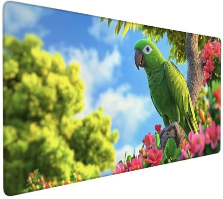 Grün Mauspad 600 x 300 x 3 mm,XXL Gaming Mauspad Vogel,Verlängertes Groß Mauspad Schreibtischauflage,Wasserdicht Mauspad,Genähte Kanten Mauspad,rutschfeste Gummibasis,Mauspad Gamer,Geschenk Y-263