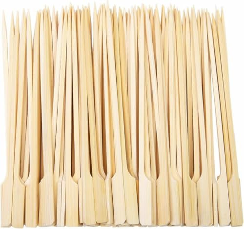100 x Wooden Flat Paddle Burger Sandwich Skewers 15cm Bamboo Sticks, 100% Compostable and Biodegradable Barbeque, Kebabs, Buffet Party (15CM-100Pack)