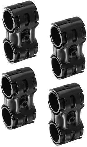 sourcing map 4 Pcs Double Port Parallel Pipe Clamps, 1-1/8 Saddle Hollow Metal Connectors