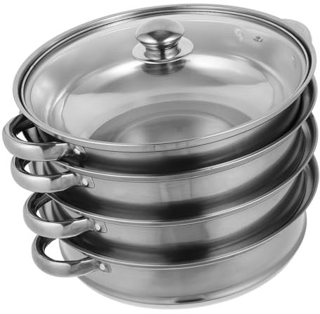GRIRIW Four Layer Steamer Soup Cooking Pot Stainless Steel Pot for Cooking Easy to Use Material