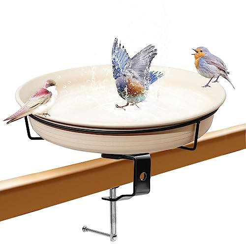VeyFolzin.st Vogeltränke hängend für Balkongeländer, Vogelfutterspender Wassertränke Für Vögel Garten Balkon Futterschale Hängend Futterteller (Weiß)