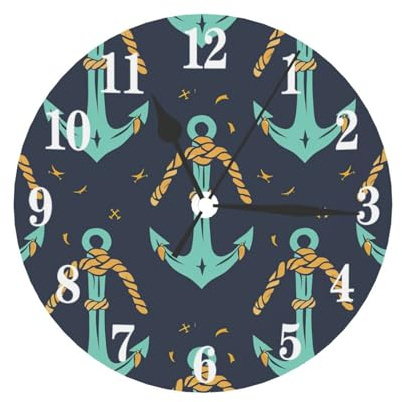 Orologio da parete 9.8 pollici Orologio silenzioso verde nave ancora orologi da parete per soggiorno cucina moderno