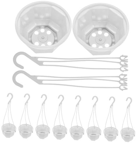 Ciieeo 12sets Plastic Hanging Planter Pots for Indoor Plants Window Hanging Planters Mesh Bottom Flower Pot Basket for Balcony