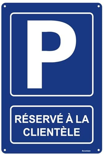 Acuxiaza 2 Pièces Parking Privé Réservé à La Clientèle 20x30 cm Aluminium Réfléchissant Panneau Parking Privé Bleu Panneaux d'avertissement Imperméable et Résistant aux UV, 4 Trous Pré-percés