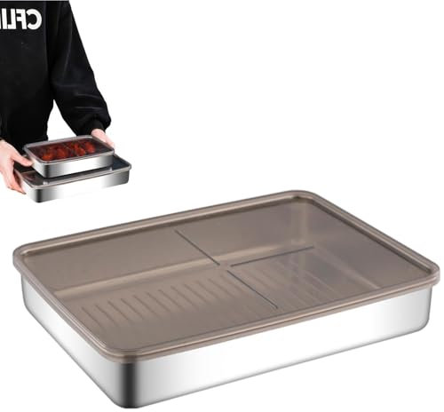 de = Cáscara de filtro de aceite, tazón de frutas, recipiente aislante de tocino, contenedor de alimentos rectangulares hecho de acero inoxidable para delicatessen | Tanque de coc