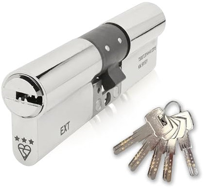 IRONWORX® Spectre Nickel 35mm (Internal) / 35mm (External) (70mm) Maximum-Security Police Approved TS007 BSI 3 Star Double Euro Cylinder Lock (Key Both Sides), Includes 5X Keys