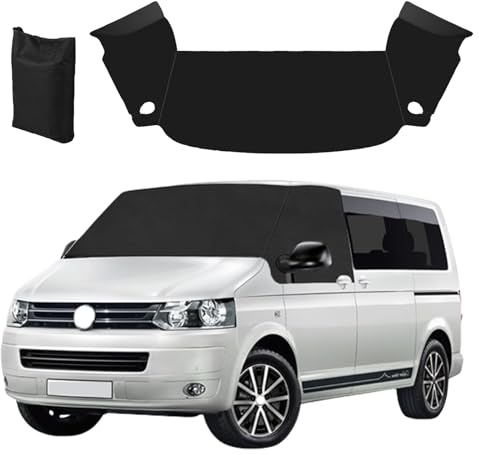 Sepzlly Windscreen Cover for VW Transporter T5/T5.1 2003-2015 Car Front Window Sun Protection Sunshade Frost Snow Thermal Mats Windshield Covers 600D Oxford Anti-UV Blackout Waterproof Screen Wrap