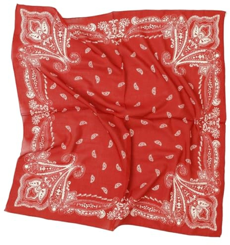 Prettystern Misto Cotone & Seta orlato a mano 65x65 cm Donna Uomo Primavera Estate Foulard di Seta Fascia Paisley Rosso SC23