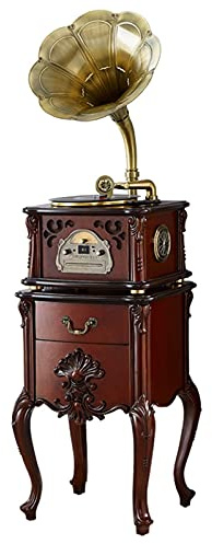 Classical Gramophone Retro Stereo Music Centre,Phonograph Retro Vinyl Record CD Player,Built-in Sub-Woofer Speaker recorder kxtmm