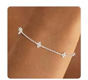 MOGASA Kleeblatt Armband Silber 925 Damen 14K Vergoldet Armbänder Damen | Armband Damen Mit Cubic Zirkonia Verstellbare Armband Silber für Frauen Mädchen Armband Gold Schmuck Geschenke