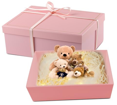 Himissy Geschenkbox Schwarz, Geschenkbox mit Deckel, 24,7 x 18 x 9 cm, Geschenkebox, Geschenkekarton Weihnachten, Geschenkverpackung mit Magnetverschluss für Geburtstag Hochzeit Valentinstag Christmas