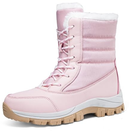 ENEN Bottes de Neige Imperméable Femme Homme 36-42, Bottes Femme Hiver Fourré Antidérapantes Semelle en Caoutchouc Chaude Confortable pour Extérieur, Randonnée (0231 Rose,39)