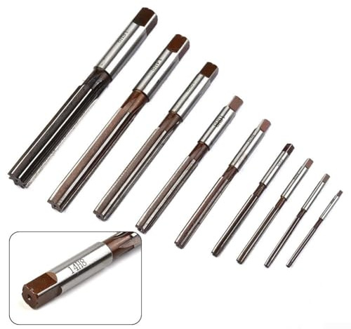 Juego de escariadores de mano recta H8, 9 piezas para corte de metal, acero de herramienta de aleación 9crsi, opciones de diámetro de 3 mm a 16 mm