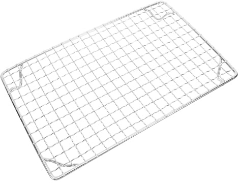 SHINEOFI Rechteckiger Grillrost Edelstahl mit 2cm Füßen 28X18cm Draht Kühlrost für Holzkohlegrill Backofen Lagerfeuer Rostfrei Antihaftbeschichtet