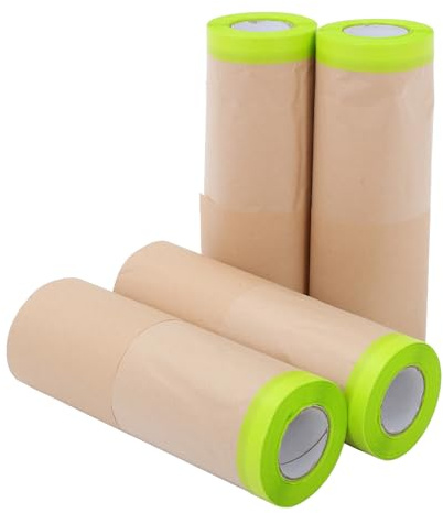 NUOBESTY Lot de 4 Rouleaux de Papier de Masquage en Kraft 30 CM X 12 M Film Protecteur Anti-Poussière pour Peinture Automobile et Meubles Bâches de Protection pour Pulvérisation et