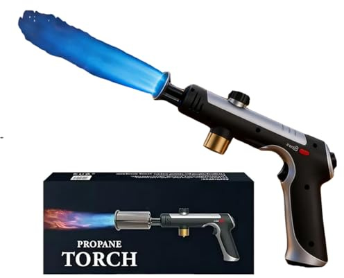 Powerful Blow Torch Lighter with Adjustable Flame & Safety Lock - Propane Torch Gun for Cooking, BBQ, Searing Steak, Grill, Campfire Starter