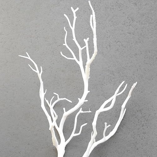 NINMORTH Ramo artificiale da 35 cm, per decorazione di interni, ramo di albero finto in plastica, verde secco/bianco/pianta da caffè per arte