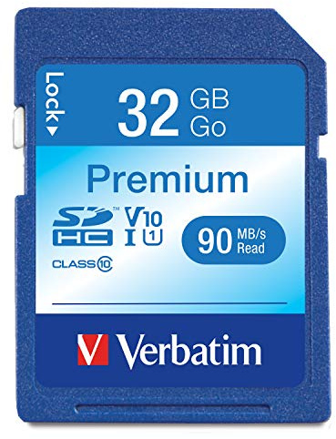 Verbatim 32GB Premium SDHC Memory Card, UHS-I Class 10, Blue