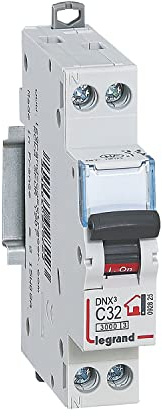 LEGRAND - Disjoncteur Phase + Neutre 230V DNX³ - Pouvoir de Coupure 3000A - 32A Courbe C - Bornes à Vis - 1 Module - Fabriqué En France