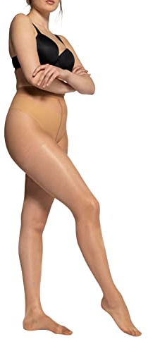 Ulla Popken Strumpfhose, Satin Sheers, Collants Femme, 15 DEN, Marron (Hellbraun 32), X-Large (Taille fabricant: 48+)