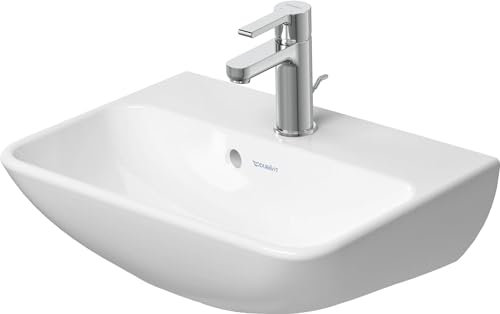 Duravit Waschtisch Me by Starck aus hochweriger Sanitär-Keramik, Waschbecken klein (45 cm), Hängewaschbecken mit Hahnlochbank zur Wandmontage, Handwaschbeckenmit 1 Hahnloch, Weiß mit Wondergliss