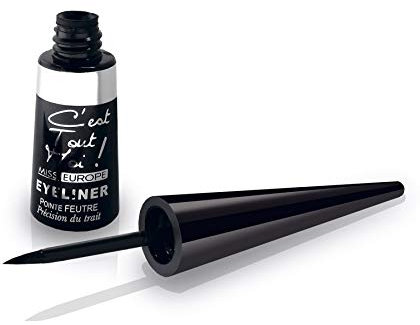 Miss Europe Eyeliner Pointe Feutre Noir Liquide Long-lasting et Résistant à l'Estompage