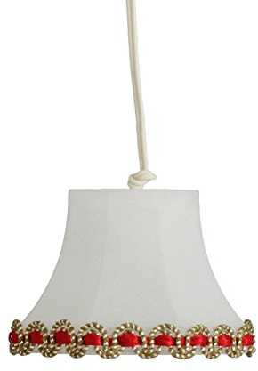 Kahlert Licht 19511 - Miniatur - LED - Hängelampe mit Kunststoffschirm und Goldener Borte, Ø 45 mm