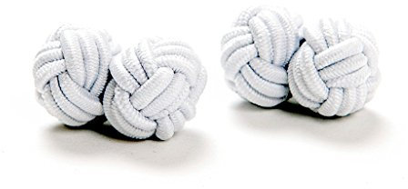 1 Paar Manschettenknöpfe Seidenknoten Knoten weiß einfarbig hochwertig Stoffknoten Cufflinks Gentleman Umschlagmanschette Manschette dehnbar London Style Frack Smoking Black Tie