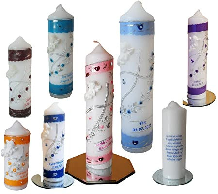 Taufkerze/Kommunionkerze,Konfirmationskerze, Patenkerze mit 3 D Engel inkl.Name,Datum**Junge Mädchen B0776YLQ5K