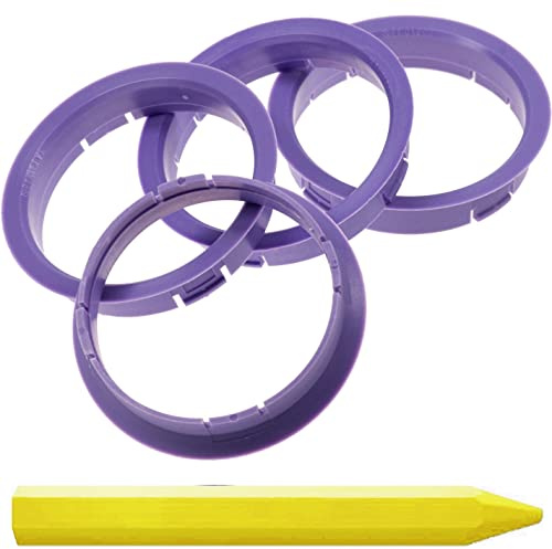 4X Zentrierringe Lila 64,0 mm x 60,1 mm + 1x Reifen Kreide Fett Stift