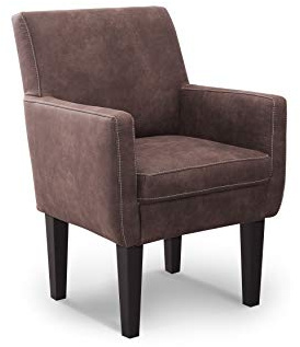 CAVADORE Diningsessel Malm / Polstersessel für Küche oder Esszimmer in Lederoptik / Mit Kontrastnaht / Passend zur Küchengarnitur Malm / 66 x 96 x 71 / Mikrofaser: braun