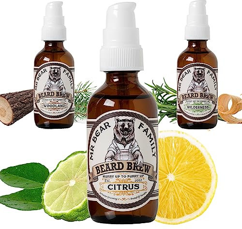 Mr Bear Family Bartöl Herren - Citrus - pflegt und unterstützt Bart Wachstum - nährreiches Bartpflege Öl mit Jojoba und Argan - Bart Öl Man - Moisturizer Beard Oil for Men 60ml