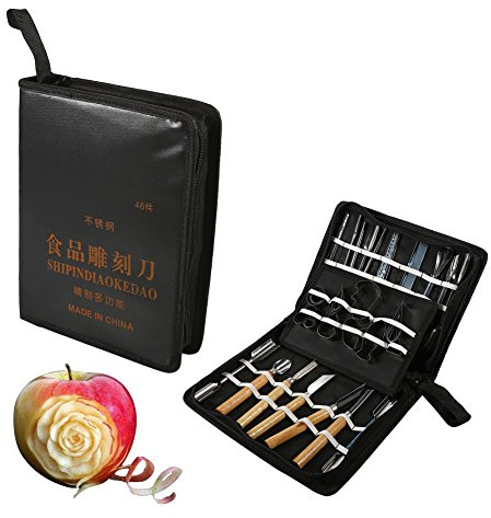 Haofy Culinary Carving Tool Kit, 1 Set 46Pcs Carving Tools Kit, Portable Vegetable Fruit Food Chisel Kitchen Cutting Products including Carry Bag Halloween Pumpkin Carving Kit