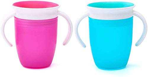 Niooce 2er-Pack Junge und Mädchen360 °Silikon Auslaufsichere Trinkbecher für Trainieren Sie Ihr Junge und Mädchen, um Wasser zu Trinken(Blau und rot)