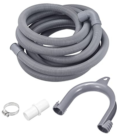 sourcing map Washing Machine Drain Hose Extension Kits 16.4ft Gray for Washing Machine with Elbow and Extension Adapter, U-Bend Hose Holder, 2 Clamps