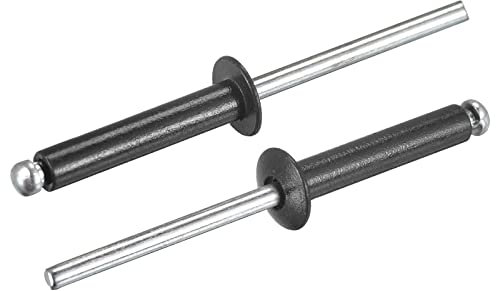 sourcing map Rivets aveugles, 4mm x 20mm Aluminium Ouvert Terminal Plat Rond Tête Rivet pour Assemblage Métal Plaque, Noir 25 Pcs