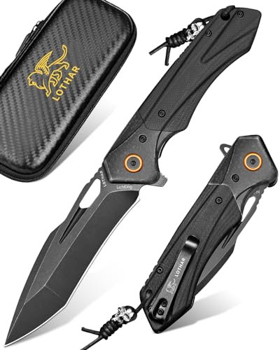 LOTHAR LICH KING Klappmesser, Scharfe Taschenmesser aus D2 Stahl, G10 Griff Einhandmesser, Messer Outdoor für Camping & Survival, Messer Klappmesser, Geschenke für Männer