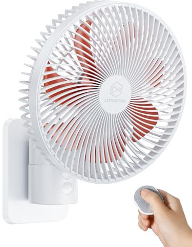 Ventilador de pared silencioso de 8,5 pulgadas con mando a distancia y temporizador, 4 velocidades ajustables, refrigeración de dormitorios para vehículos recreativos, inclinación ajustable