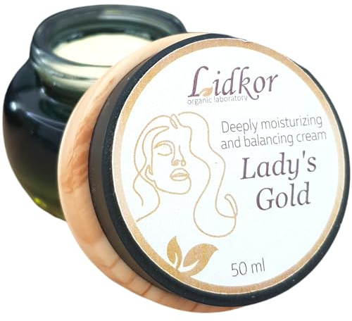 LIDKOR Lady's Gold Gesichtscreme mit Aloe Vera & Jojobaöl, 50 ml | Geeignet für Gesicht, Hals und Dekolleté sowie für normale, trockene und empfindliche Haut im täglichen Gebrauch