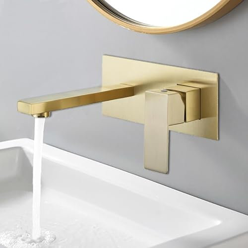 Amazon brand-chicstyleme Waschtischarmatur 2 Loch Armatur Wasserfall Wandhalterung Waschtischmischer Wasserhahn Waschbecken Armatur Einhebelmischer Badarmatur wassersparend, (Gold)