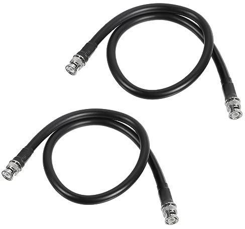 sourcing map 2Pcs 50 Ohm BNC Male to BNC Male Coaxial Cable RG8 90cm/3ft 10mm Low Loss or Analyzer, Antenna, Oscilloscope, RF Radio, Spectrum