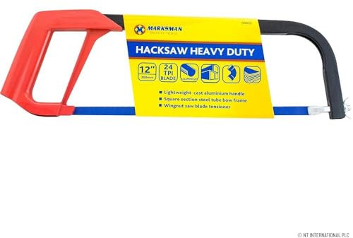 12 Heavy Duty Hacksaw - Durable, Handle Blade | 24 Tpi Lightweight, 300Mm Multi Purpose Hand Tool, DIY Wood Cutting Saw | General Purpose, Strong