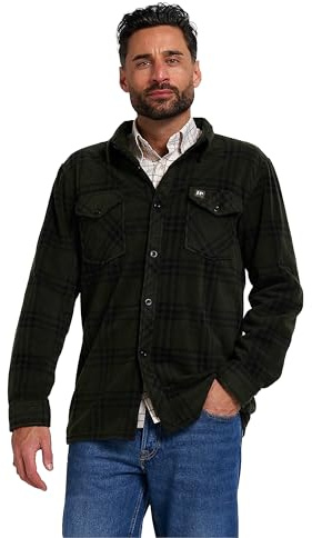 JACK PYKE Polar Fleece Long Sleeve Shirt Green Check S