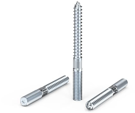 ORTAVA 5 Stück Stockschrauben, M10×100mm Doppelgewindeschrauben Torx TX25 | Gewindestifte Stahl verzinkt für Rohrschellen, Möbelbeine, Holzschrauben